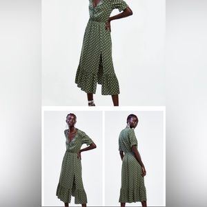 Zara Green Polka Dot Dress